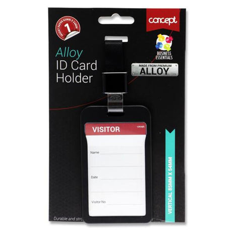 Concept Alloy ID Card Holder Clear Clip Lanyard - Vertical - Black-Desk Tidy ,ID Card Holders & Landyards-Concept|StationeryShop.co.uk