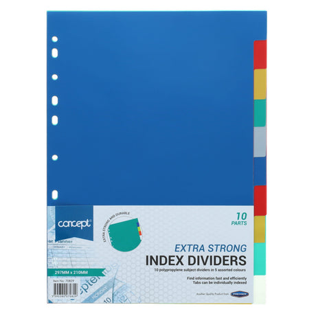 Concept Extra Strong Plastic Subject Dividers - 10 Dividers | Stationery Shop UK