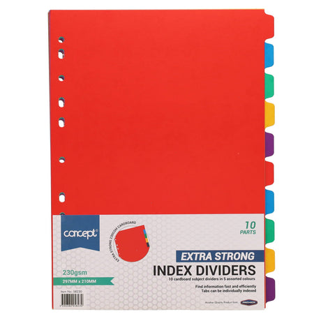 Concept Extra Strong Subject Dividers - 230 gsm - 10 Tabs-Page Dividers & Indexes-Concept|StationeryShop.co.uk