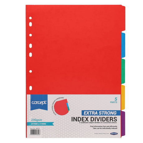 Concept Extra Strong Subject Dividers - 230gsm - 5 Tabs-Page Dividers & Indexes-Concept|StationeryShop.co.uk