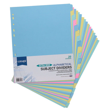 Concept Extra Wide A-Z Subject Dividers - 20 Tabs