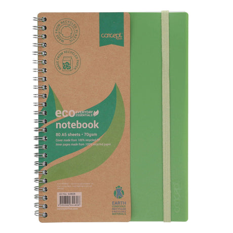 Concept Green A5 Notebook - 80 Sheets - Green | Stationery Shop UK