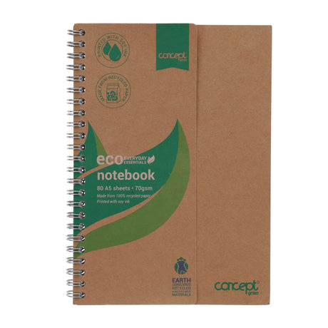 Concept Green A5 Notebook - 80 Sheets | Stationery Shop UK