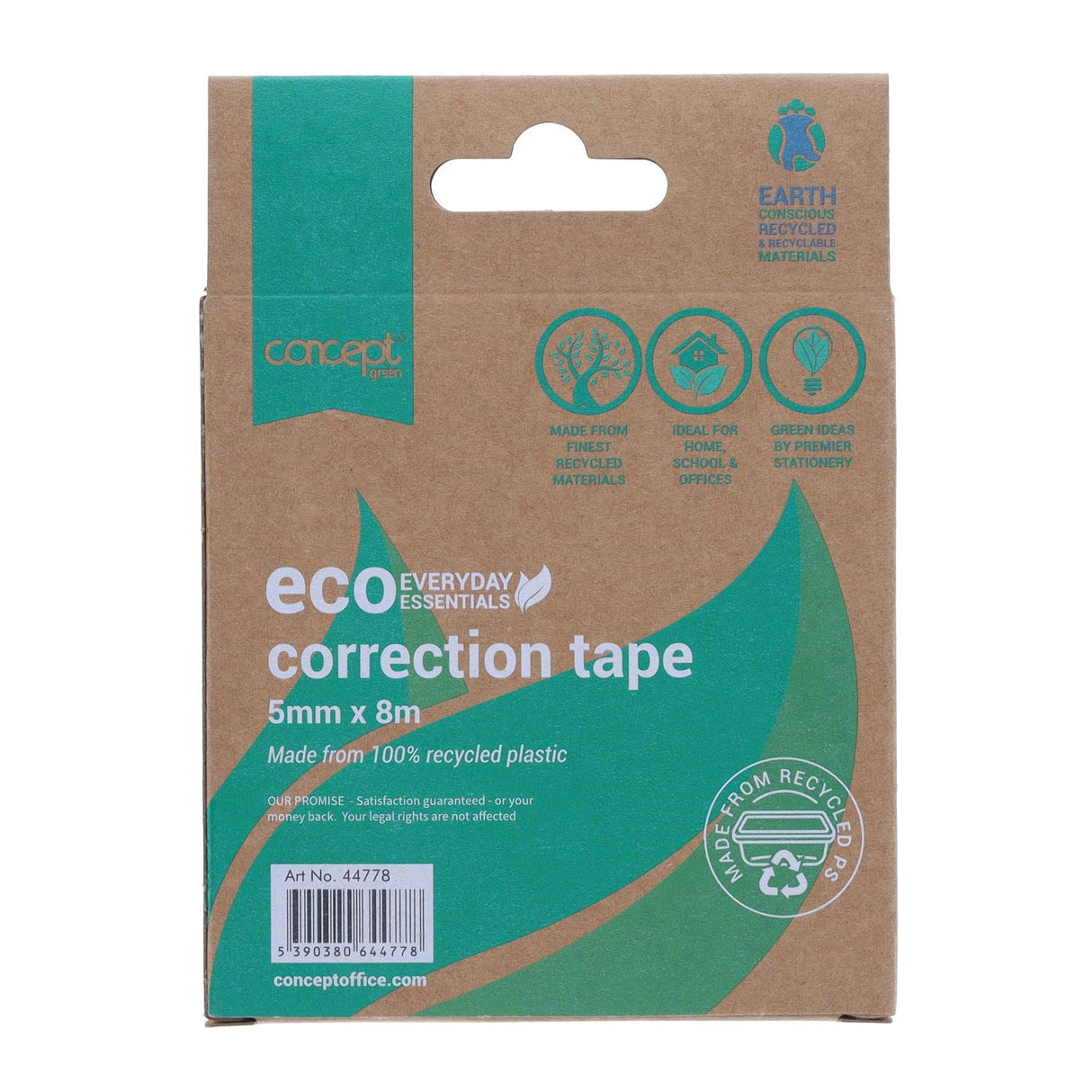 Concept Green Correction Tape 5mm x 8m - Pack of 2 | Stationery Shop UK