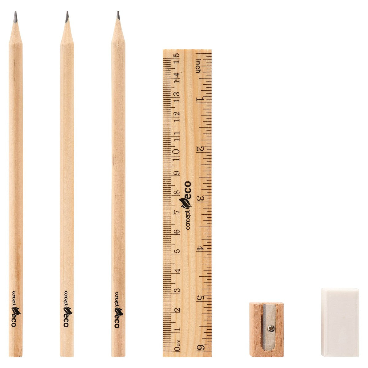 Concept Green Hb Pencil With Eraser Ruler & Sharpener - Pack of 3-Stationery Sets-Concept Green|StationeryShop.co.uk