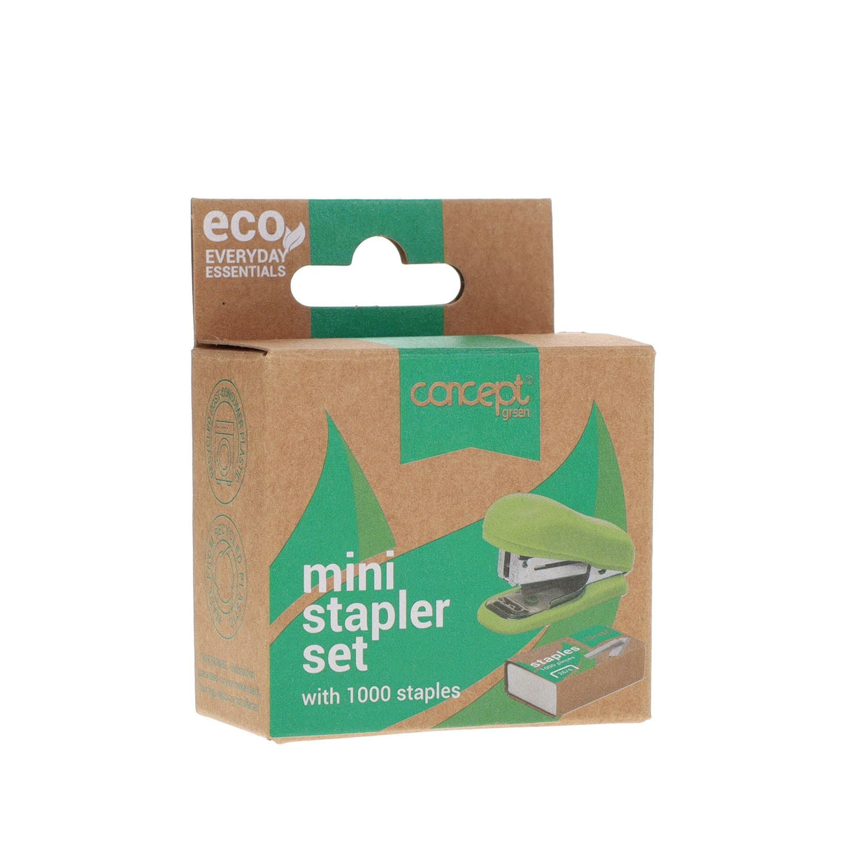 Concept Green Mini Stapler Set - 26/6 with 1000 Staples | Stationery Shop UK