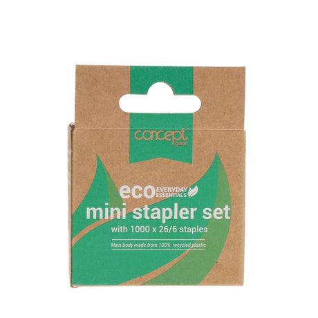 Concept Green Mini Stapler Set - 26/6 with 1000 Staples