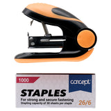 Concept Mini Stapler & Staples Set - Orange-Staplers & Staples-Concept|StationeryShop.co.uk