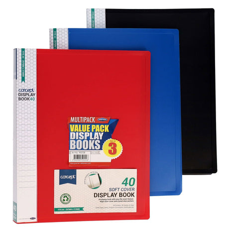 Concept Multipack | A4 40 Pocket Display Book - Pack of 3