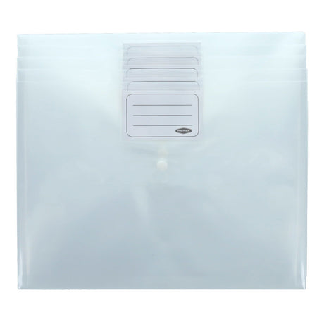 Premier Office Multipack | A4 Button Wallet - Clear - Pack of 5 | Stationery Shop UK