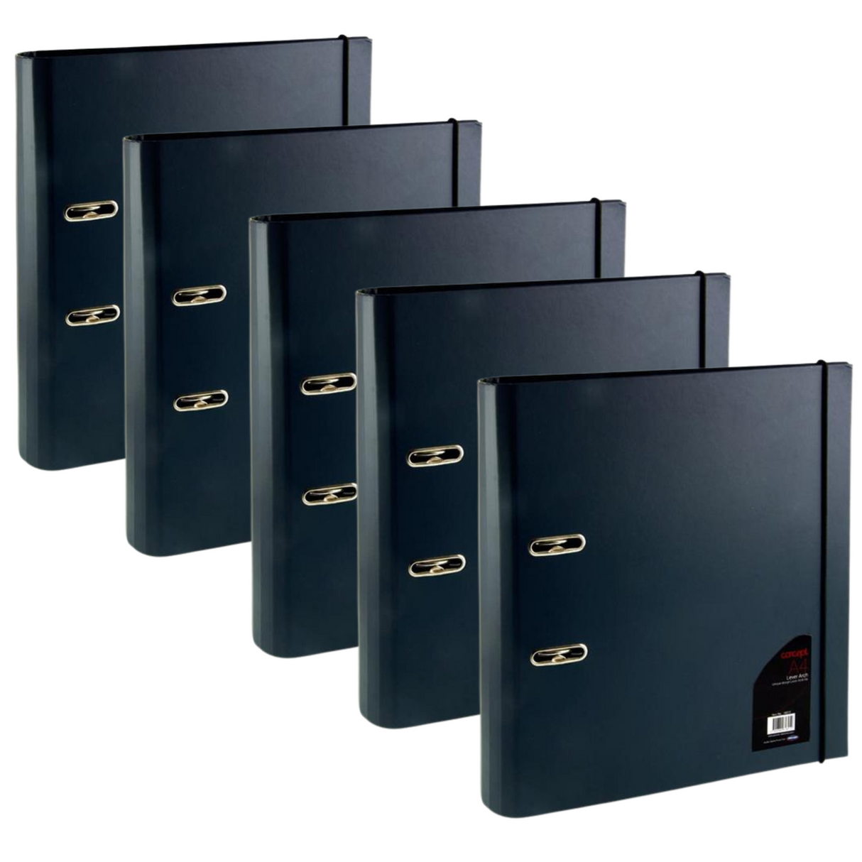 Concept Multipack | A4 Lever Arch File Black - Pack of 5-Lever Arch Files-Premier|StationeryShop.co.uk