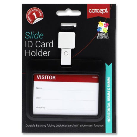 Concept Slide ID Card Holder Buckle Lanyard - Horizontal - Black | Stationery Shop UK