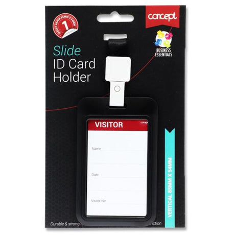 Concept Slide ID Card Holder Buckle Lanyard - Vertical - Black | Stationery Shop UK