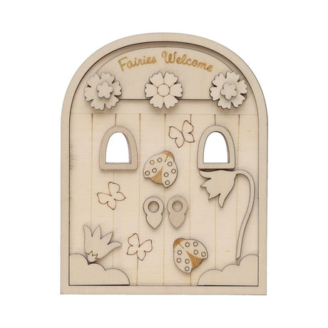 Crafty Bitz 3D Wooden Fairy Door- Fairies Welcome