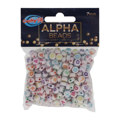 Crafty Bitz Alpha Beads - White - 7mm | Stationery Shop UK