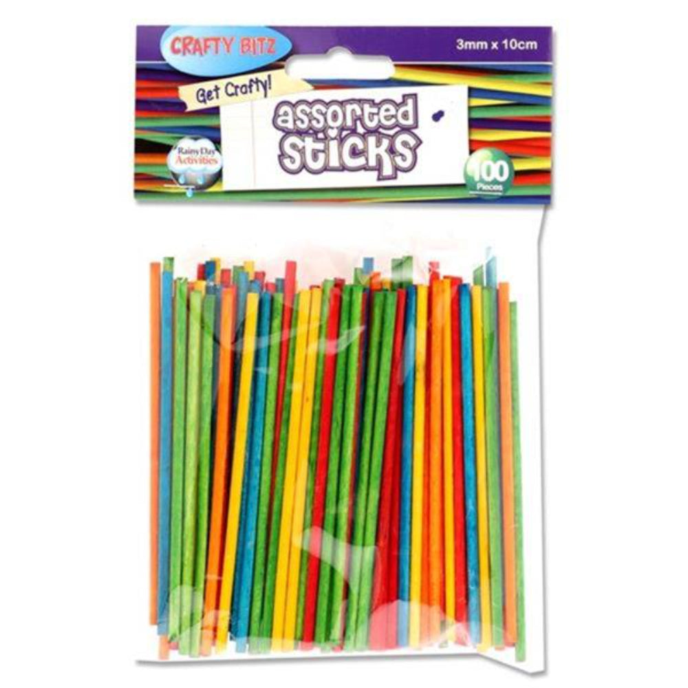Crafty Bitz Assorted Sticks - Pack of 100 | Stationery Shop UK