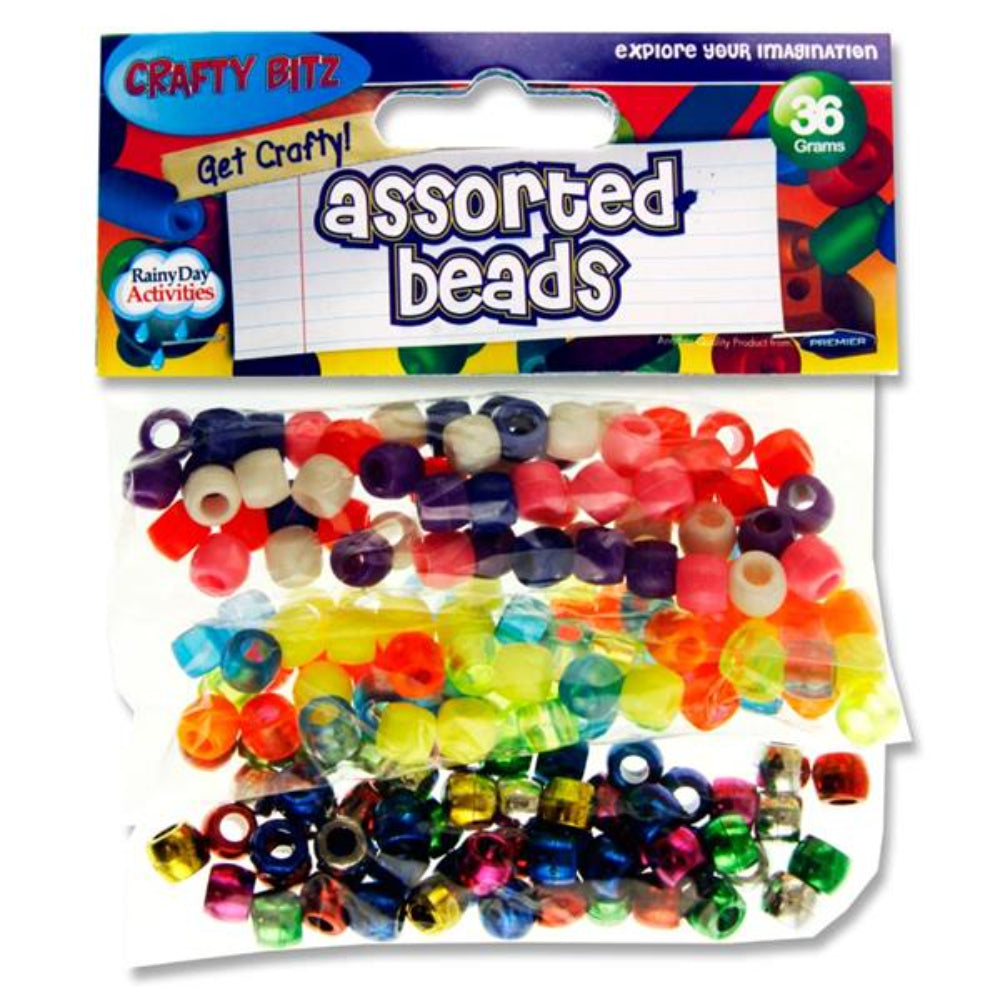 Crafty Bitz Bag of Plastic Beads - 36g-Beads-Crafty Bitz|StationeryShop.co.uk