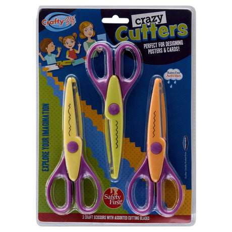 Crafty Bitz Crazy Cutters Craft Scissors with Assorted Cutting Blades - Pack of 3-Scissors-Crafty Bitz | Buy Online at Stationery Shop