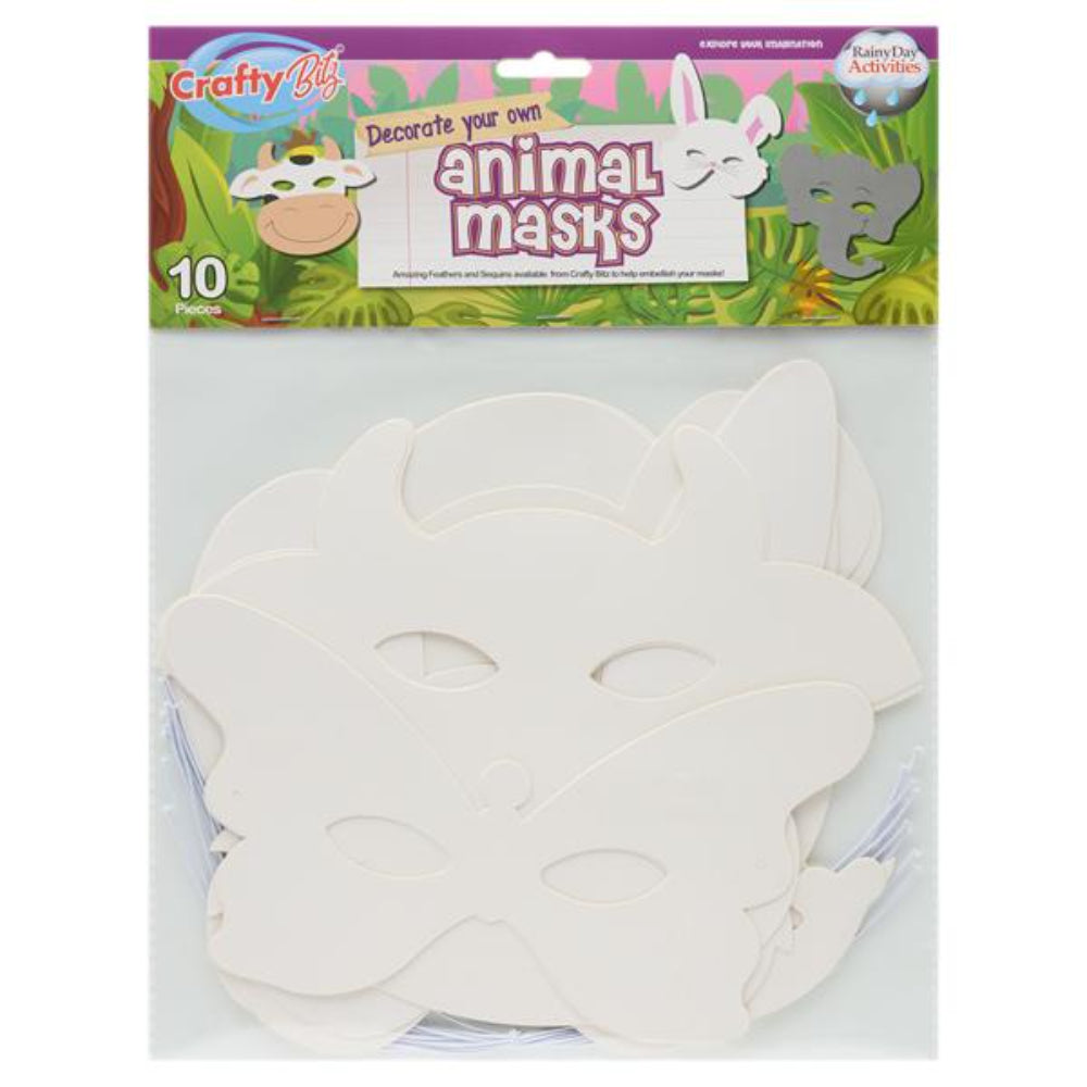 Crafty Bitz Create Your Own Animal Masks - Pack of 10 | Stationery Shop UK