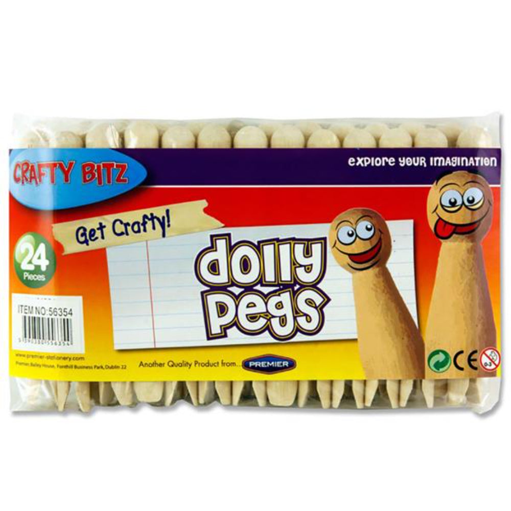 Crafty Bitz Dolly Pegs - Natural - Pack of 24 | Stationery Shop UK