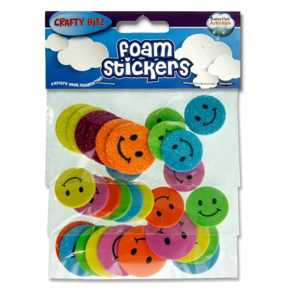 Crafty Bitz Foam Stickers - Smiley Face - Pack of 30 | Stationery Shop UK