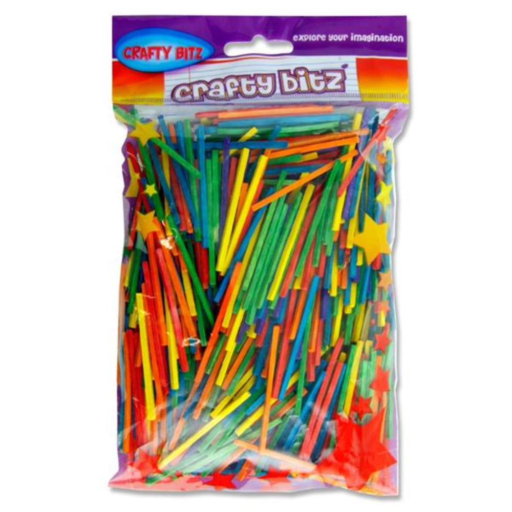 Crafty Bitz Matchsticks - Coloured - 75g Bag-Lollipop & Match Sticks-Crafty Bitz|StationeryShop.co.uk