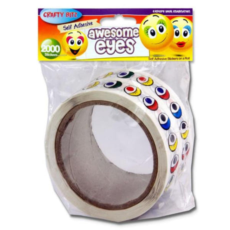 Crafty Bitz Pairs of Coloured Eyes - 2000 Sticker Roll | Stationery Shop UK