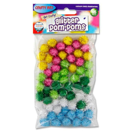 Crafty Bitz Pom Poms - Glitter - Pack of 65-Pom Poms-Crafty Bitz | Buy Online at Stationery Shop