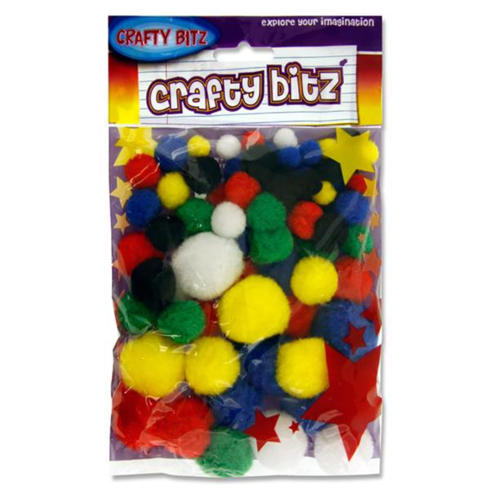 Crafty Bitz Pom Poms - Vivid - Pack of 70-Pom Poms-Crafty Bitz|StationeryShop.co.uk