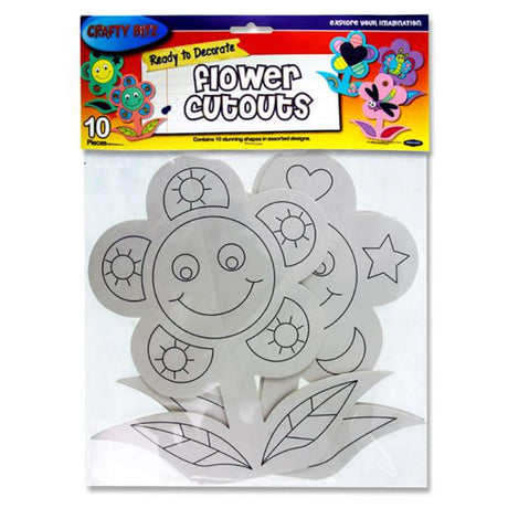 Crafty Bitz Ready to Decorate Flower Cutouts - Pack of 10 | Stationery Shop UK