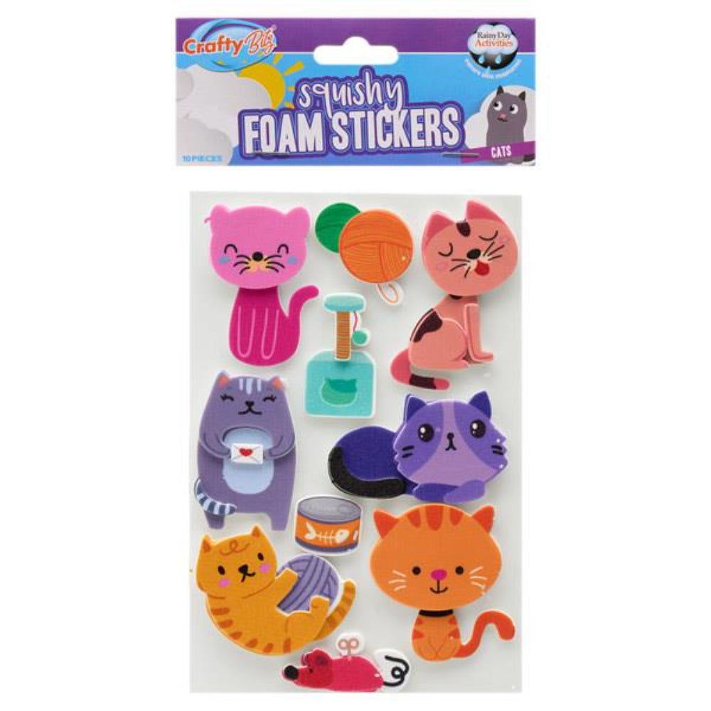 Crafty Bitz Squishy Foam Stickers - Cats 1- Pack of 11 | Stationery Shop UK