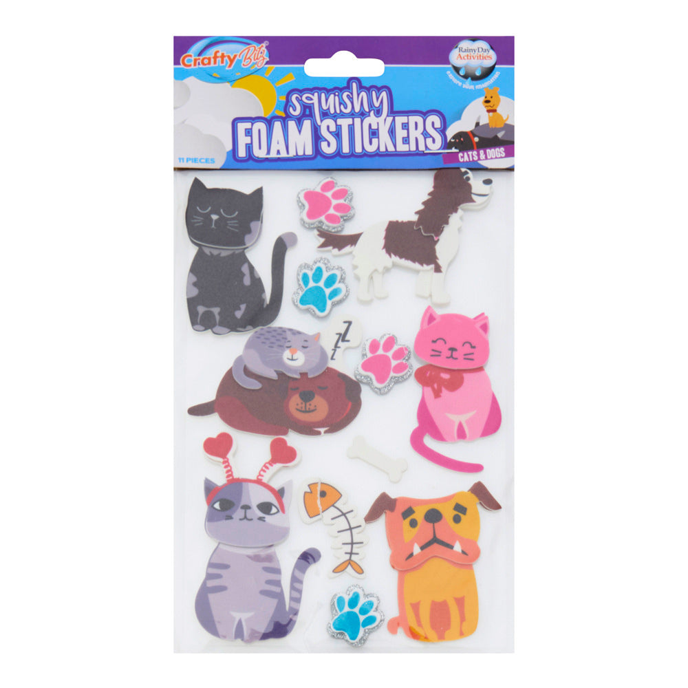 Crafty Bitz Squishy Foam Stickers - Cats And Dogs 2 - Pack of 11 | Stationery Shop UK