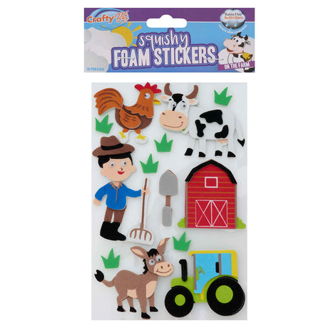 Crafty Bitz Squishy Foam Stickers - On The Farm - Pack of 13 | Stationery Shop UK