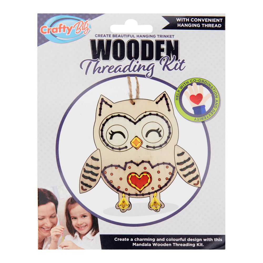 Crafty Bitz Wooden Threading Kit - Owl | Stationery Shop UK