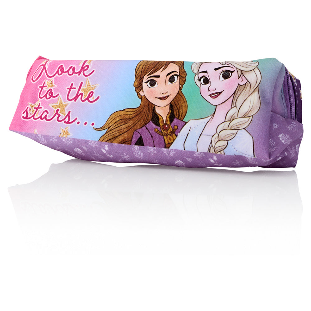 Disney Frozen Rectangular Glitter Pencil Case - Elsa And Anna | Stationery Shop UK