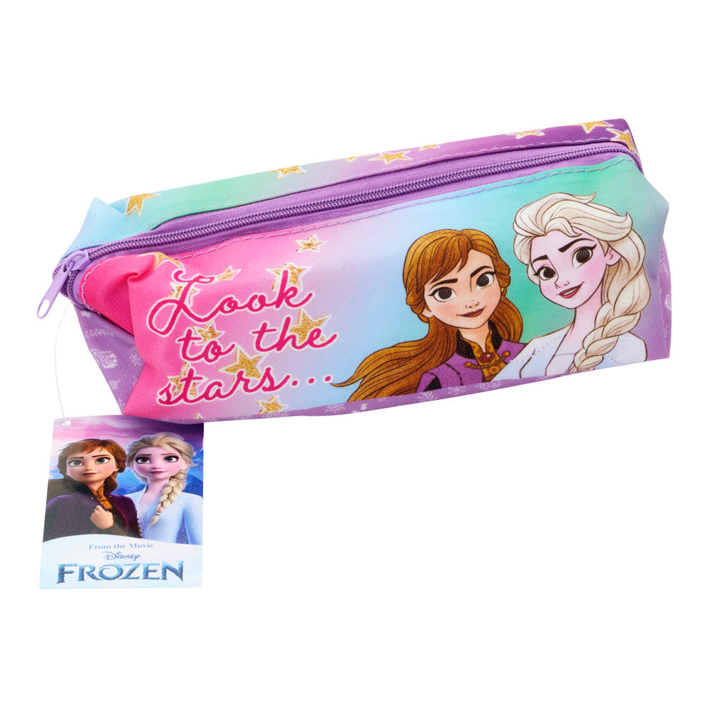 Disney Frozen Rectangular Glitter Pencil Case - Elsa And Anna-Pencil Cases-Disney|StationeryShop.co.uk