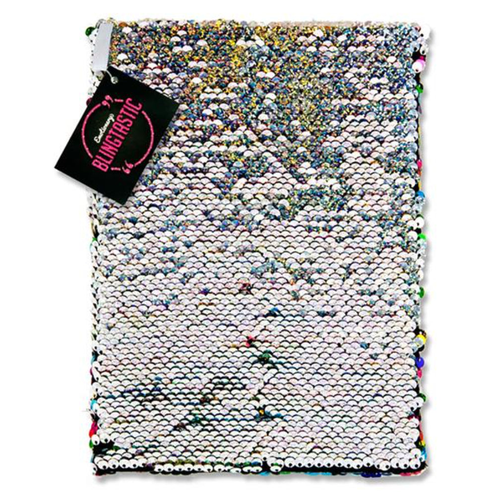 Emotionery Blingtastic A5 Reversible Sequin Notebook - Silver & Rainbow - 160 Pages | Stationery Shop UK