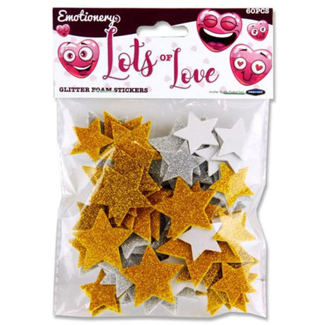 Emotionery Glitter Foam Stickers - Lots of Love Stars - Pack of 60 | Stationery Shop UK