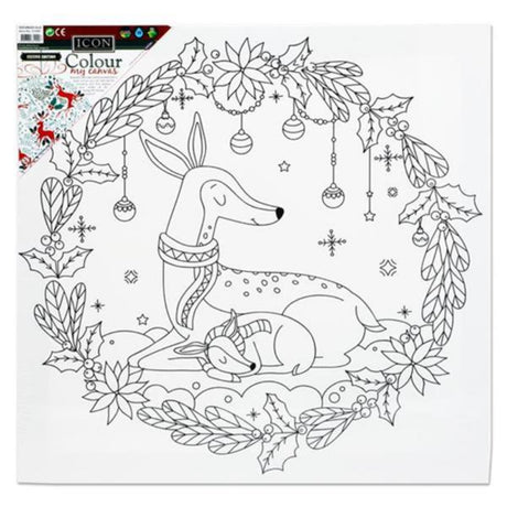 Icon Colour My Canvas - Festive Edition - 300mm x 300mm - Deer Wreath | Stationery Shop UK
