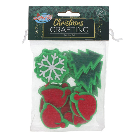 Crafty Bitz Christmas Crafting - Festive Felt Assorted - Pack of 24 | Stationery Shop UK