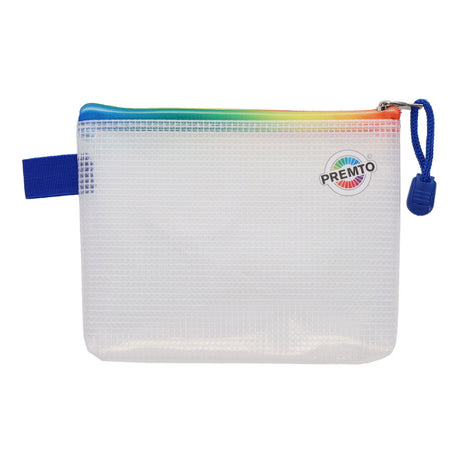 Premto A6 Extra Durable Expanding Wallet wih Rainbow Zip - Clear Pearl