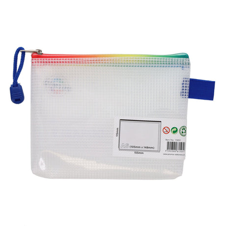 Premto A6 Extra Durable Expanding Wallet wih Rainbow Zip - Clear Pearl