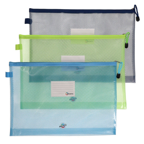 Premto Multipack | B4+ Ultramesh Expanding Wallet with Zip - Pack of 3-Mesh Wallet Bags-Premto|StationeryShop.co.uk