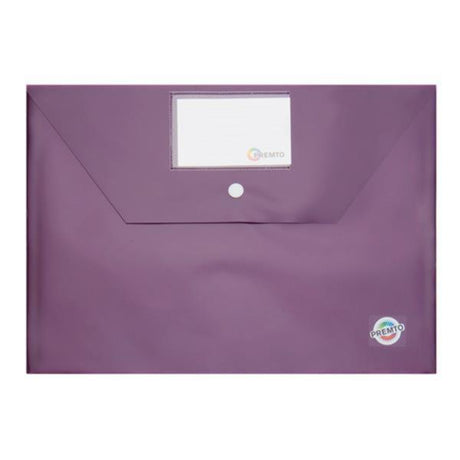 Premto A4 Button Storage Wallet - Grape Juice Purple | Stationery Shop UK