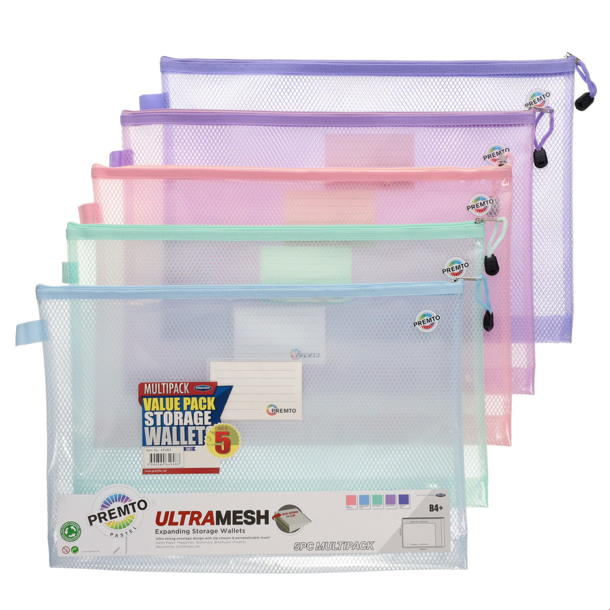 Premto Pastel Multipack|B4+ Ultramesh Expanding Wallet - Pack of 5