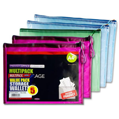 Premier Universal Multipack | A4 Mesh Wallets - Clear - Pack of 5