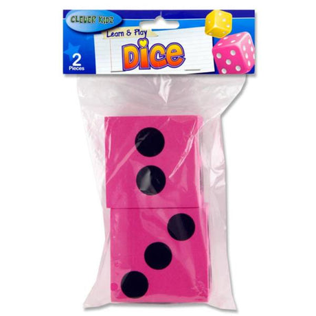 Clever Kidz Learn & Play Giant Dice - Pink - Pack of 2 | Stationery Shop UK