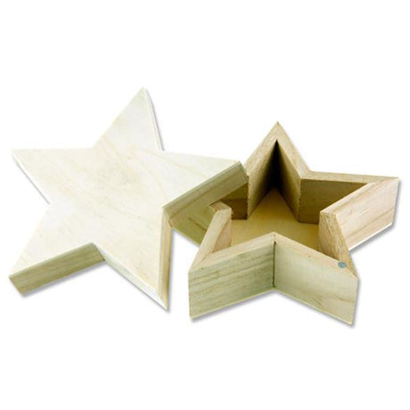 Icon 125x125x53mm Wooden Box - Star Shape | Stationery Shop UK