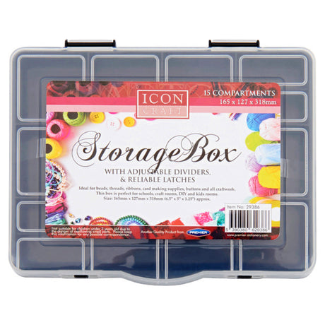 Icon 15 Compartment Storage Box - Black-Art Storage & Carry Cases-Icon|StationeryShop.co.uk