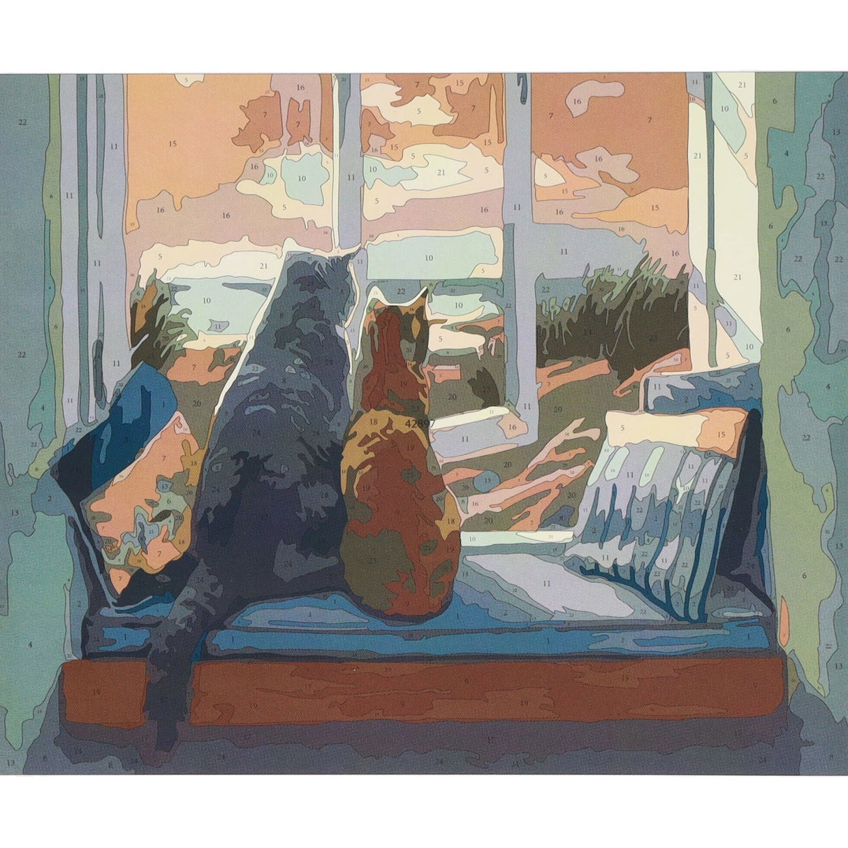 Icon 300x250mm Paint By Numbers Canvas - Cats On Sill | Stationery Shop UK